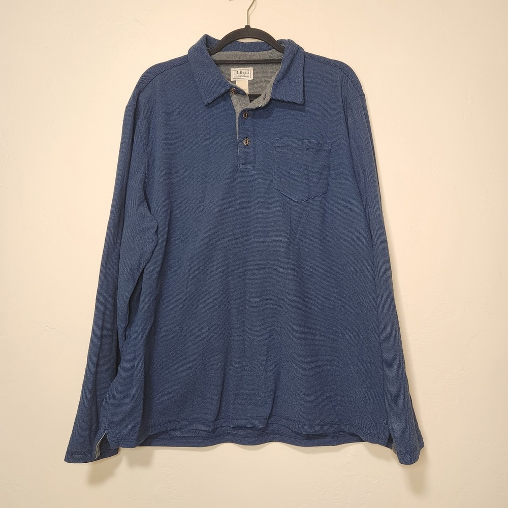 L.L. Bean‎ Polo Sweater Mens Size XL Blue 500556